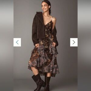 Anthropologie Ruffled Chiffon Maxi Dress size M